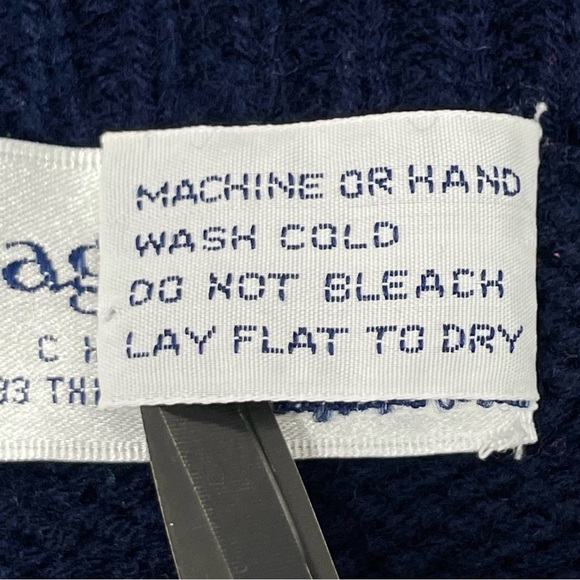 Eagles Eye Vintage 90s Kids Hand Knit A Is For Apple Navy Folk Art Sweater 6/6X - Picture 10 of 10